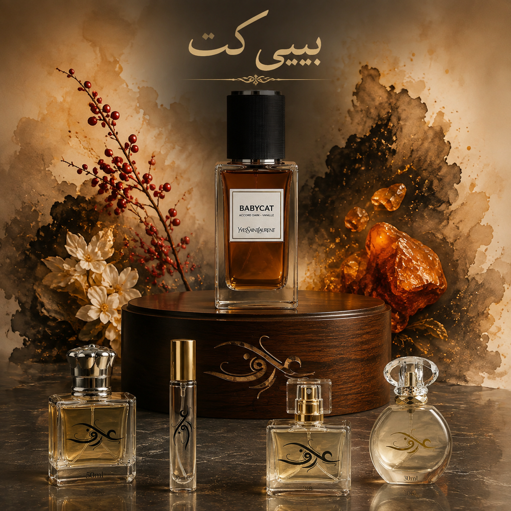 اسانس عطر بیبی‌کت (Babycat) ایو سن لوران | گربه‌ی وحشیِ اشرافی | وانیل رام‌نشده‌ای که میان چرم، ادویه و دود قدم می‌زند