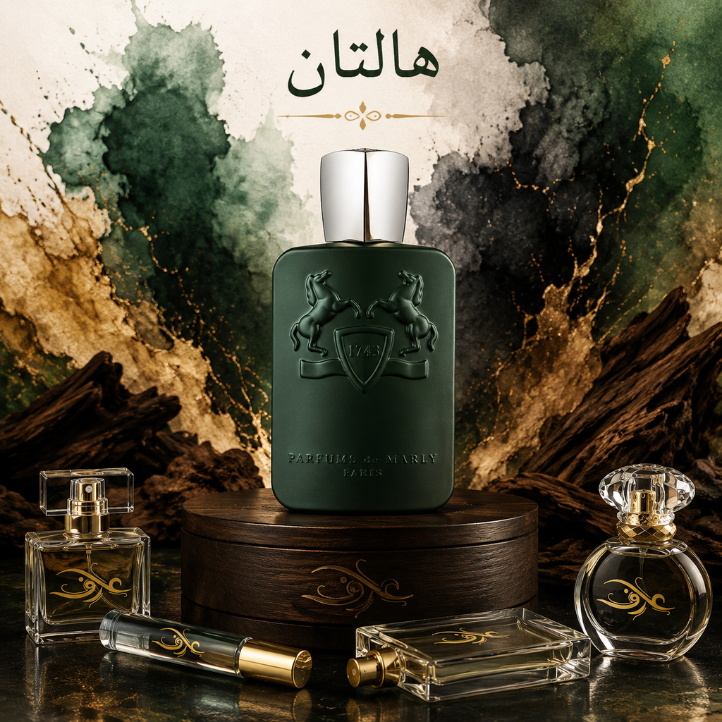 اسانس عطر هالتان (Haltane) پارفومز د مارلی | اشراف‌زاده‌ی مرموز | رایحه‌ای چوبی، ادویه‌ای و گرم با ترکیبی لوکس از زعفران، آلو و چوب