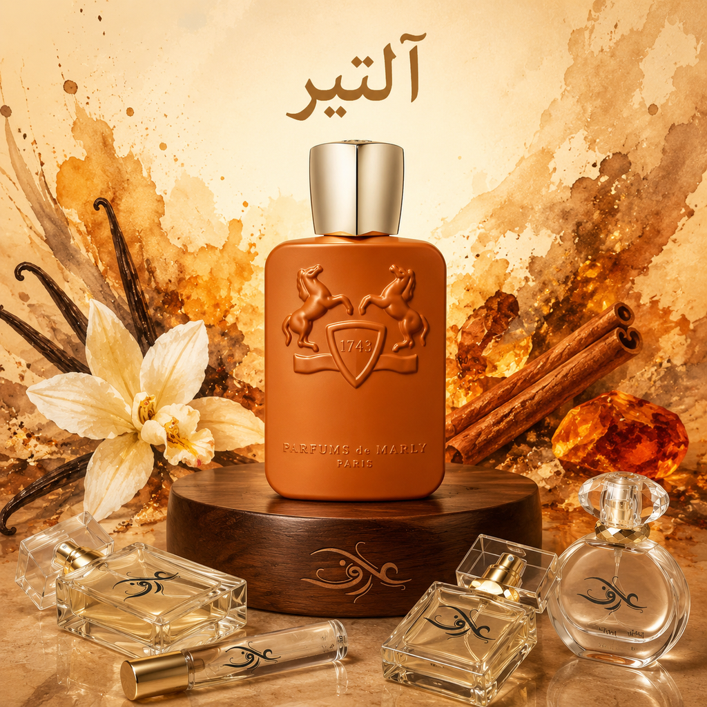 اسانس عطر التیر (Althaïr) پارفومز د مارلی | اشراف‌زاده‌ی گرم و اغواگر | رایحه‌ای وانیلی، چوبی و کهربایی با حسی لوکس و جذاب
