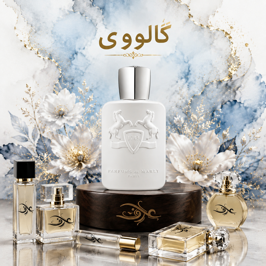 اسانس عطر گالووی (Galloway) پارفومز د مارلی | سفیدپوش و اشرافی | رایحه‌ای مرکباتی، مُشکی و پودری با حسی تمیز، خنک و لوکس