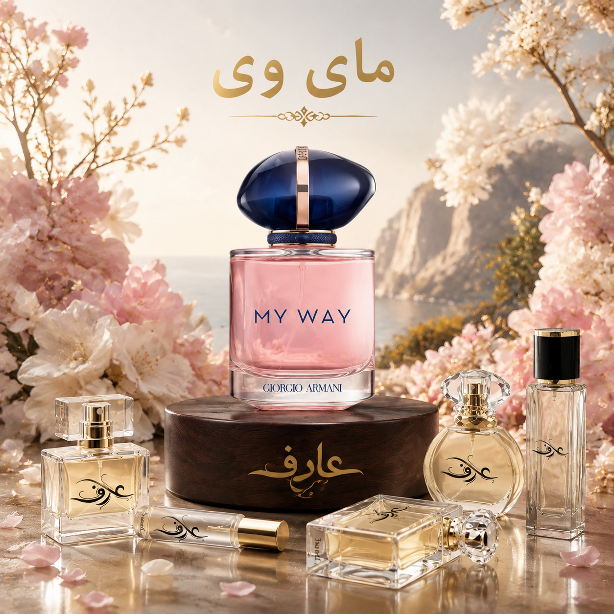 اسانس عطر مای وی (My Way)  | زنِ ماجراجو و آزاداندیش | رایحه‌ای گل‌دار و درخشان برای زنی که مسیر خودش را می‌سازد