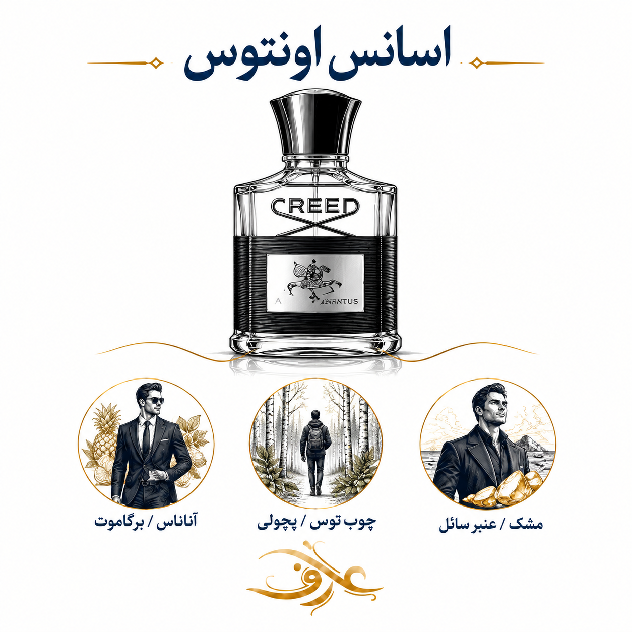 اسانس عطر اونتوس (Aventus) کرید | نقش مرد فاتح و قدرتمند | رایحه‌ای برای مردی که نیازی به اثبات خودش ندارد