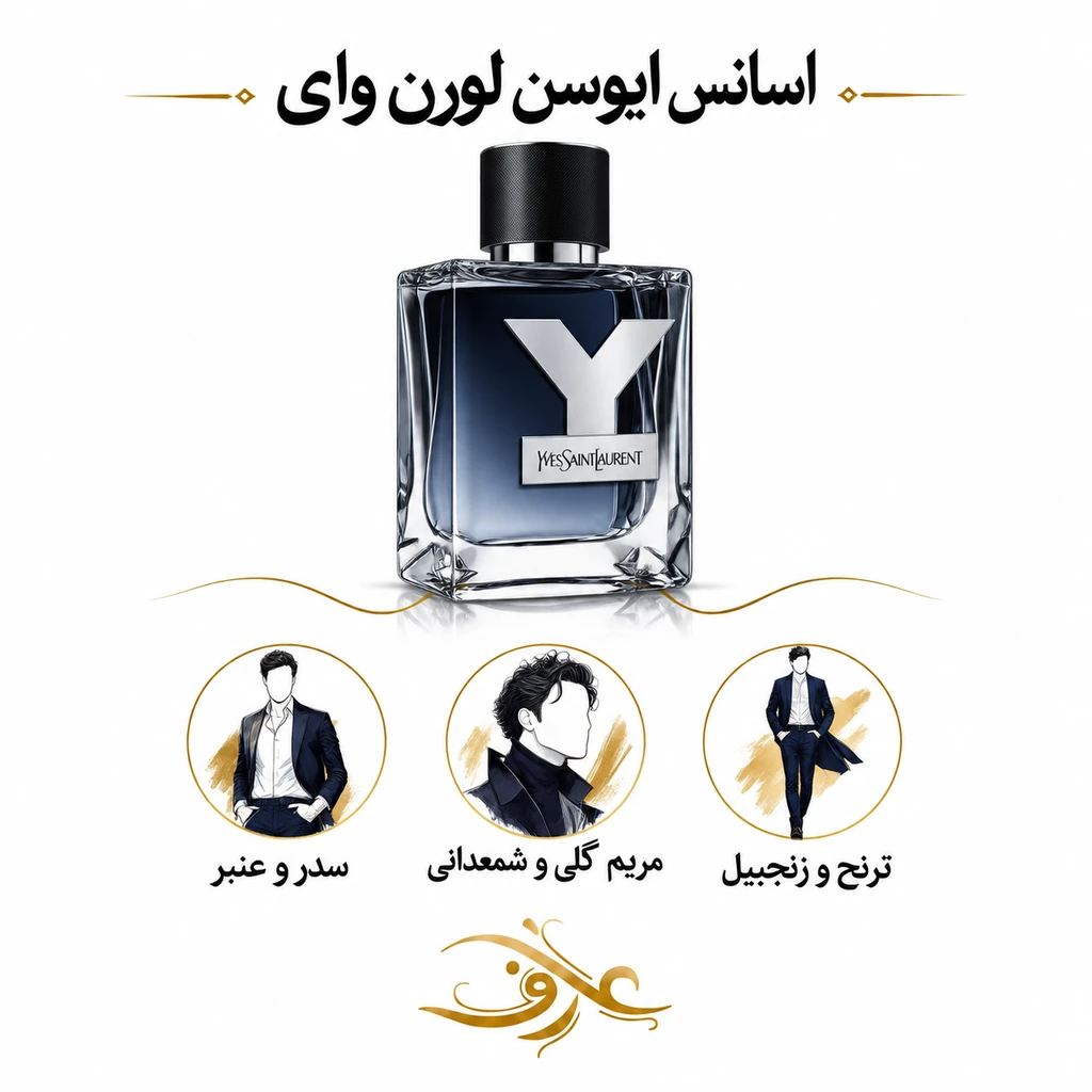اسانس عطر ایو سن لورن وای (Y Eau de Parfum) ایو سن لوران | جنتلمنِ جاه‌طلب و مدرن | رایحه‌ای تمیز و آروماتیک برای مردی که همیشه یک قدم جلوتر است